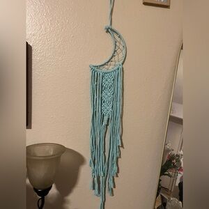 Turquoise Crescent Moon Macramé Wall Hanging